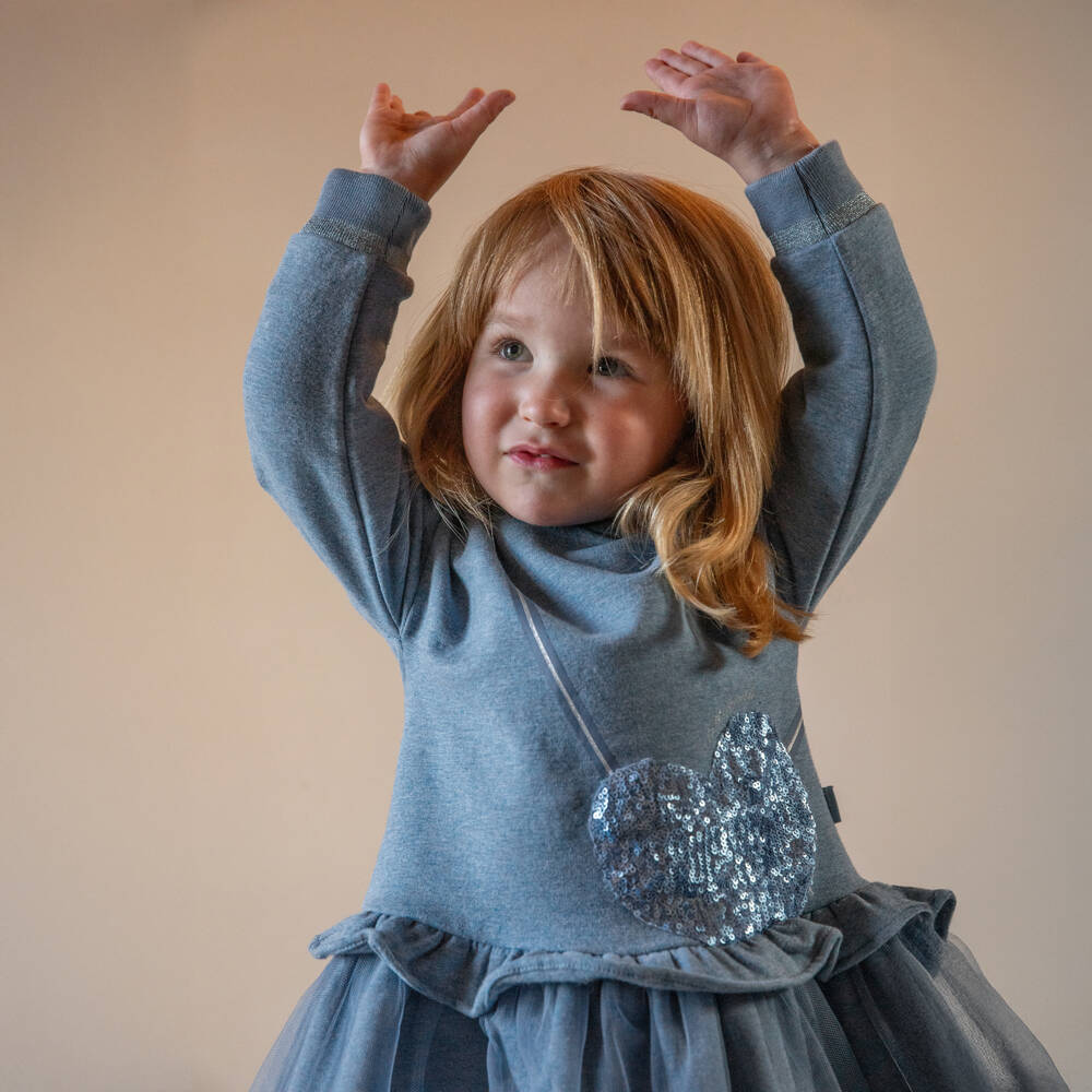 Tutto Piccolo-Girls Blue Jersey Dress Ensemble | Childrensalon Outlet
