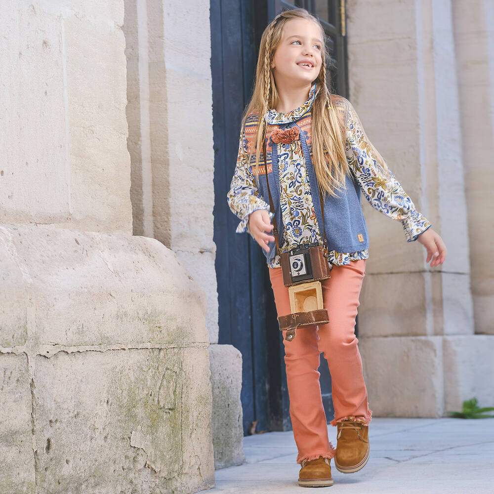 Tutto Piccolo-Голубой трикотажный жилет для девочек | Childrensalon Outlet