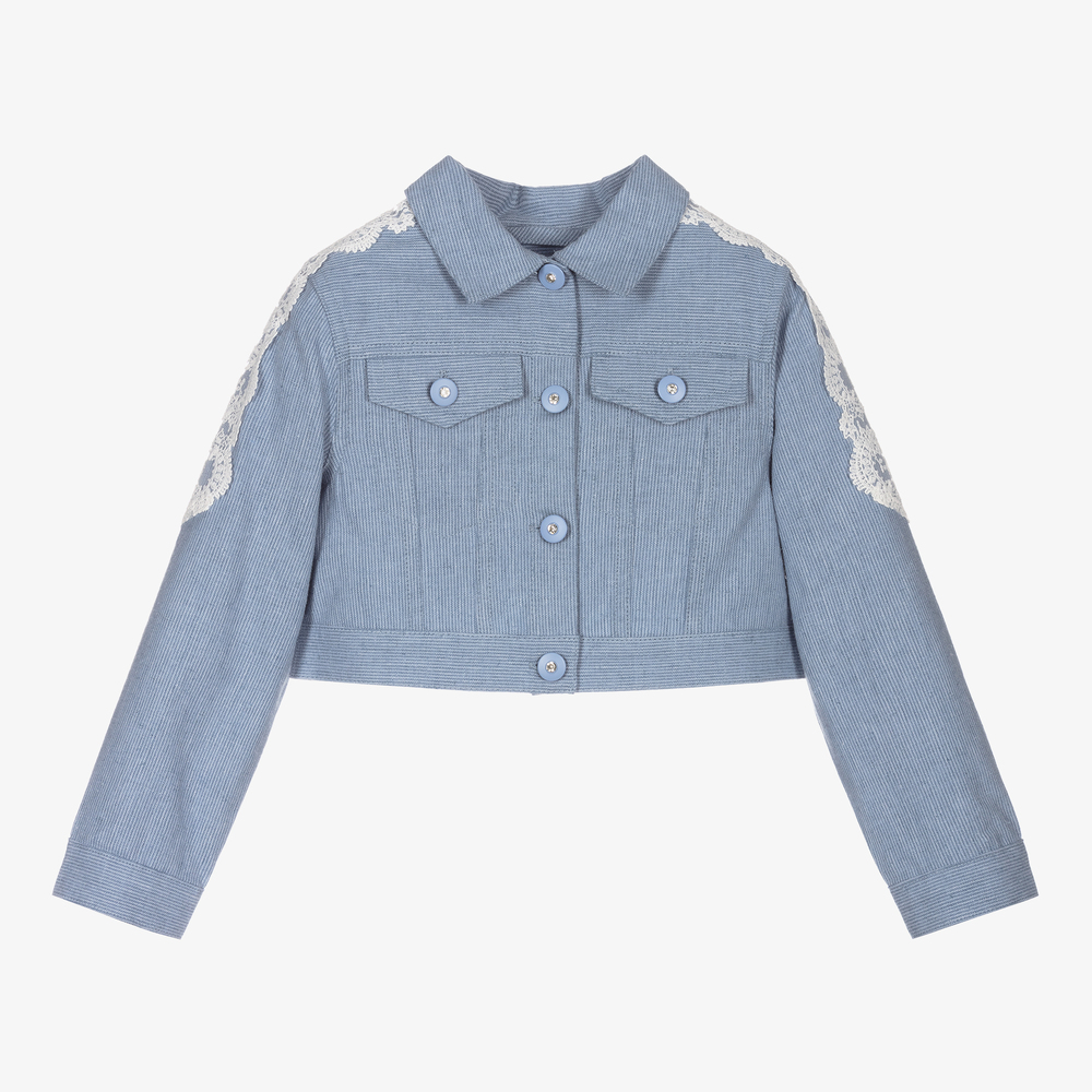 Tutto Piccolo - Veste bleue en lin mélangé Fille | Childrensalon