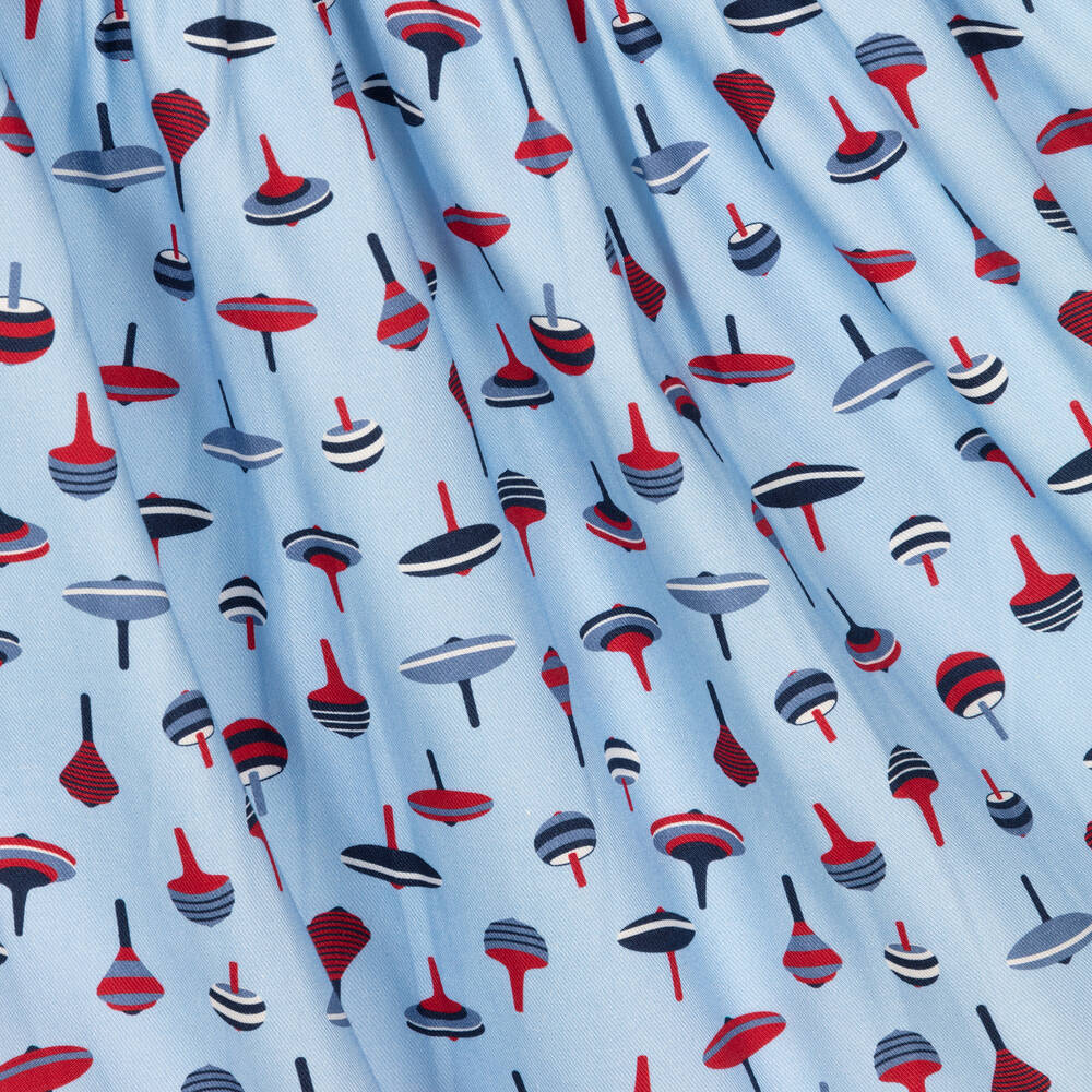 Tutto Piccolo-طقم فستان مزيج قطن وفيسكوز تويل لون أزرق | Childrensalon Outlet