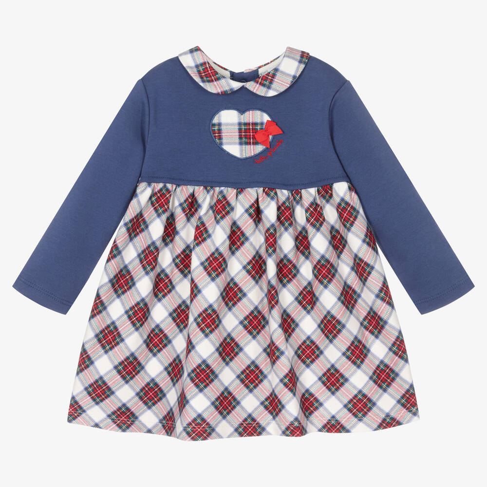 Tutto Piccolo - طقم فستان أطفال بناتي قطن لون أزرق وأحمر | Childrensalon