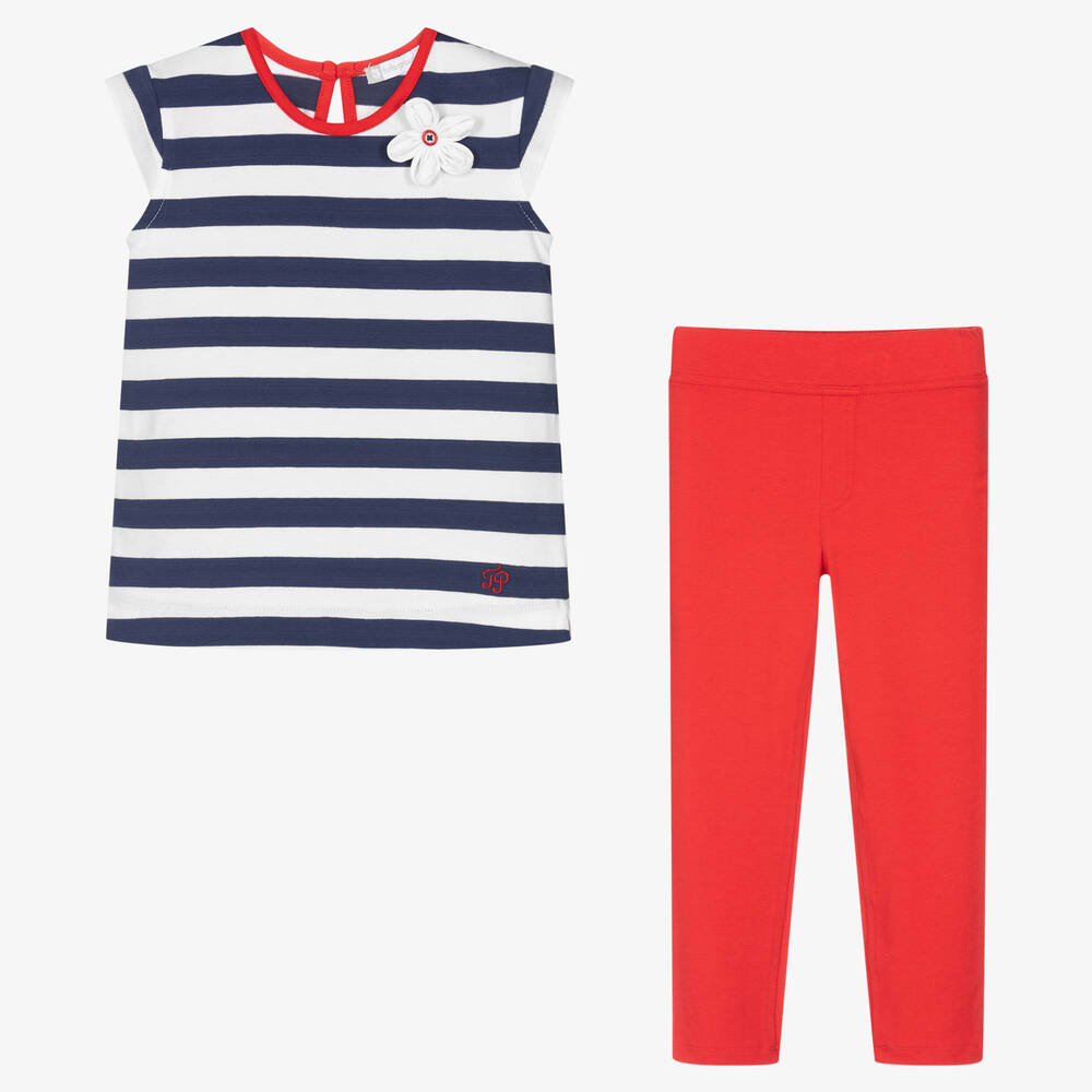 Tutto Piccolo-طقم جيغنغز قطن جيرسي لون كحلي وأحمر للبنات | Childrensalon Outlet