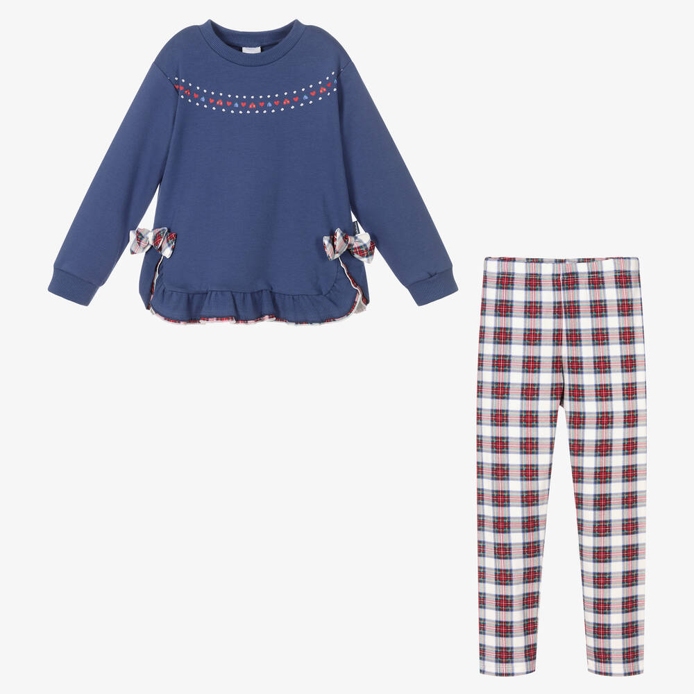 Tutto Piccolo-Girls Blue & Red Leggings Set | Childrensalon Outlet