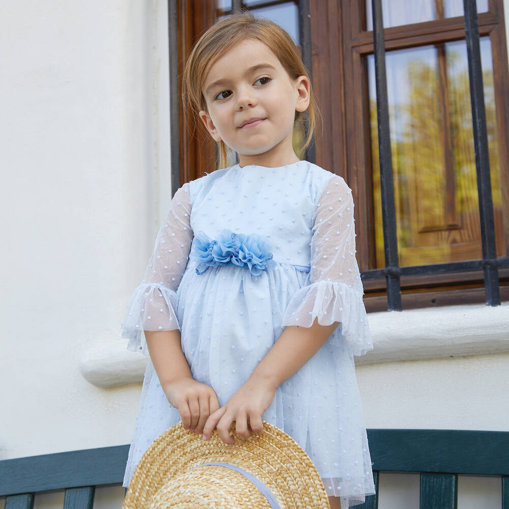 Tutto Piccolo-فستان تول لون أزرق فاتح | Childrensalon Outlet