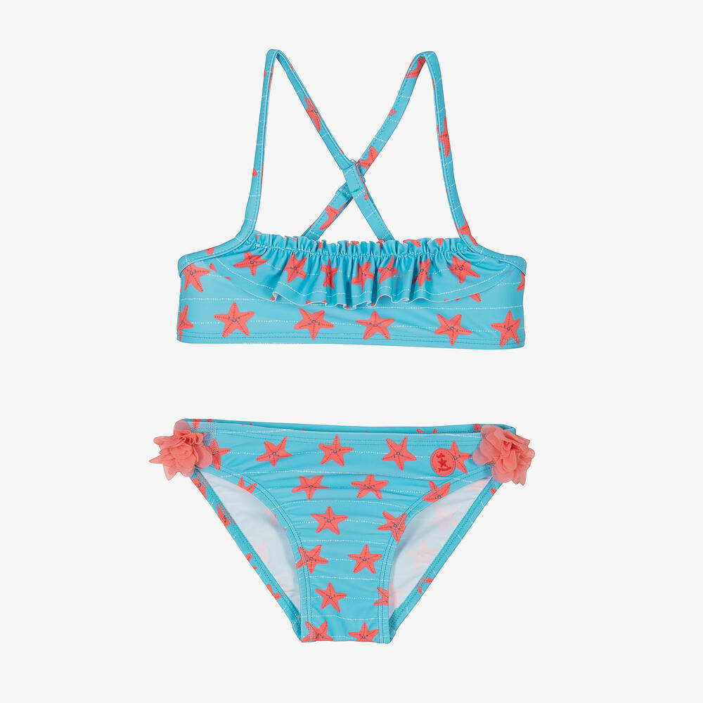 Tutto Piccolo - Girls Blue Starfish Bikini | Childrensalon