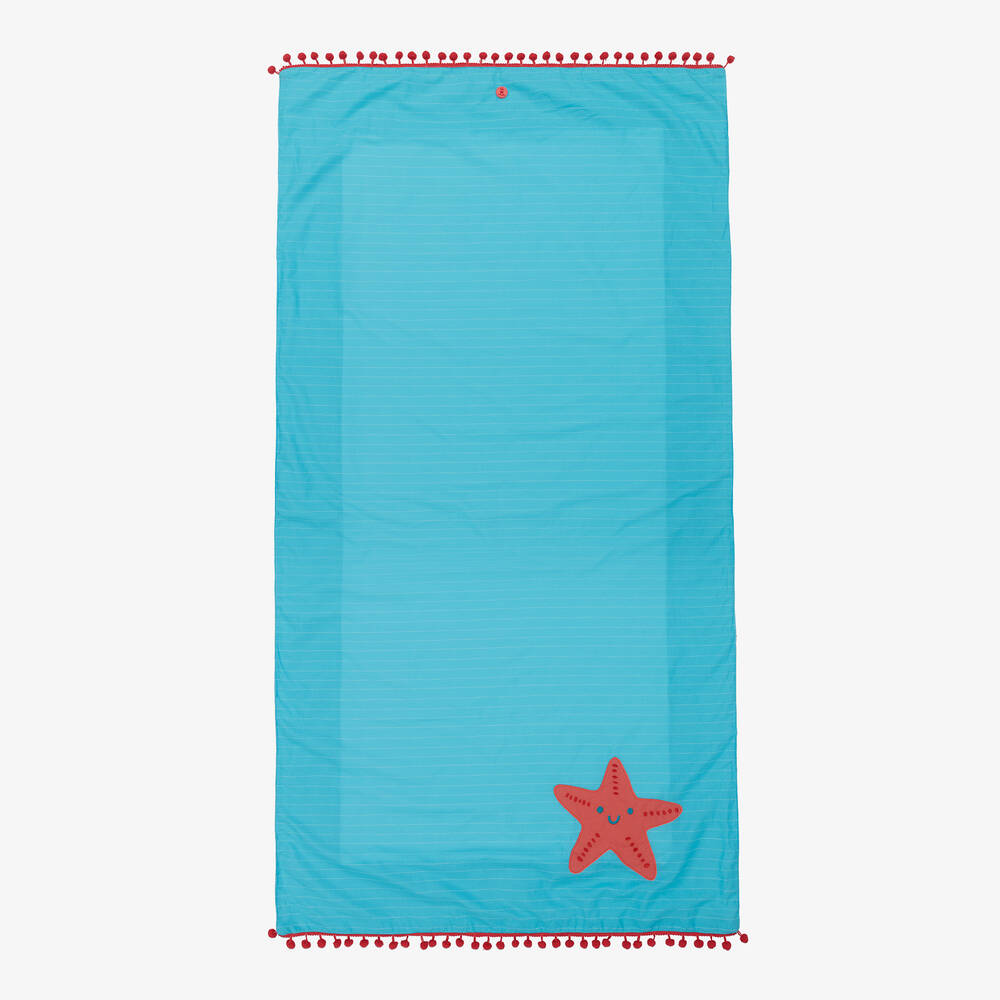 Tutto Piccolo - Girls Blue Starfish Print Towel (140cm) | Childrensalon