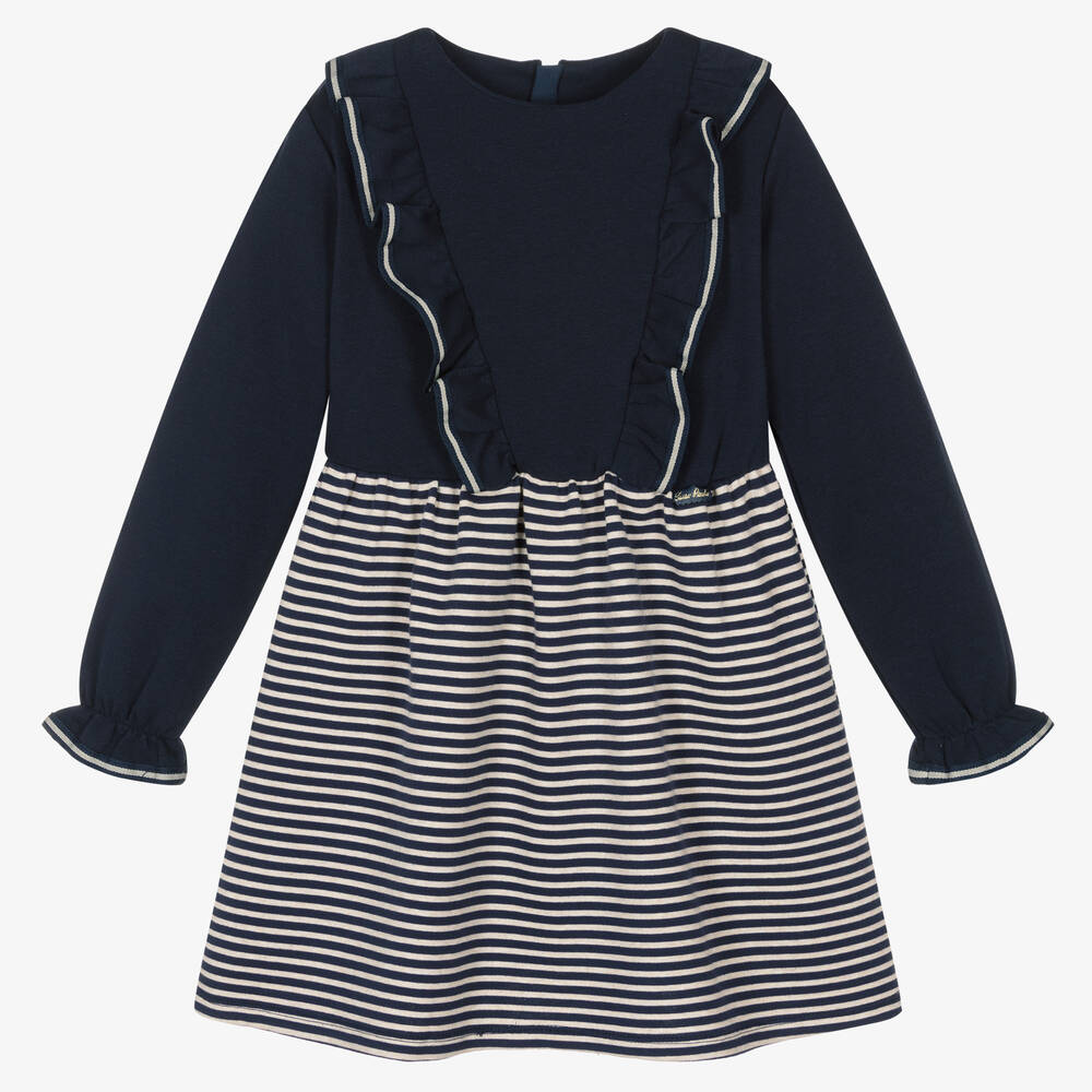 Tutto Piccolo - Girls Blue Striped Dress Set | Childrensalon