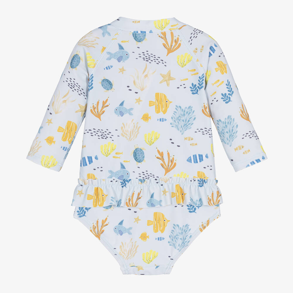Tutto Piccolo-Girls Blue Under-The-Sea Print Swimsuit | Childrensalon Outlet