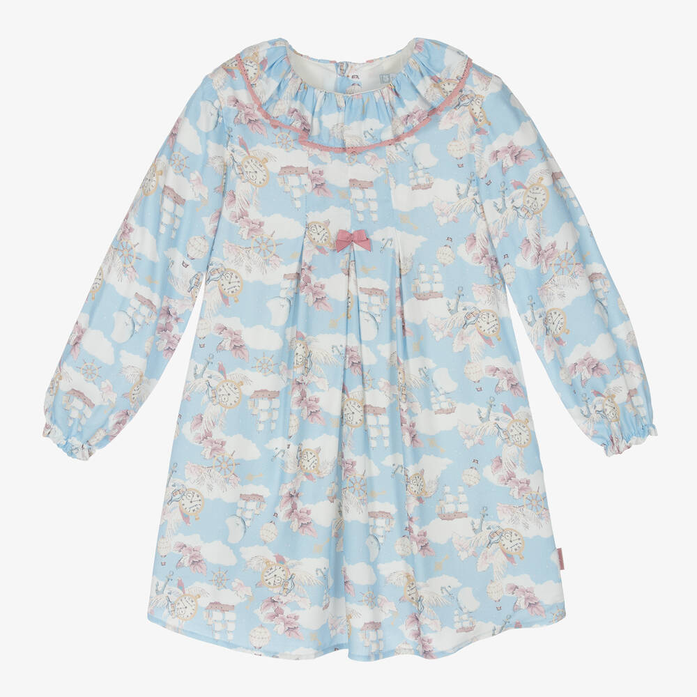Tutto Piccolo-Girls Blue Viscose Dress Set | Childrensalon Outlet