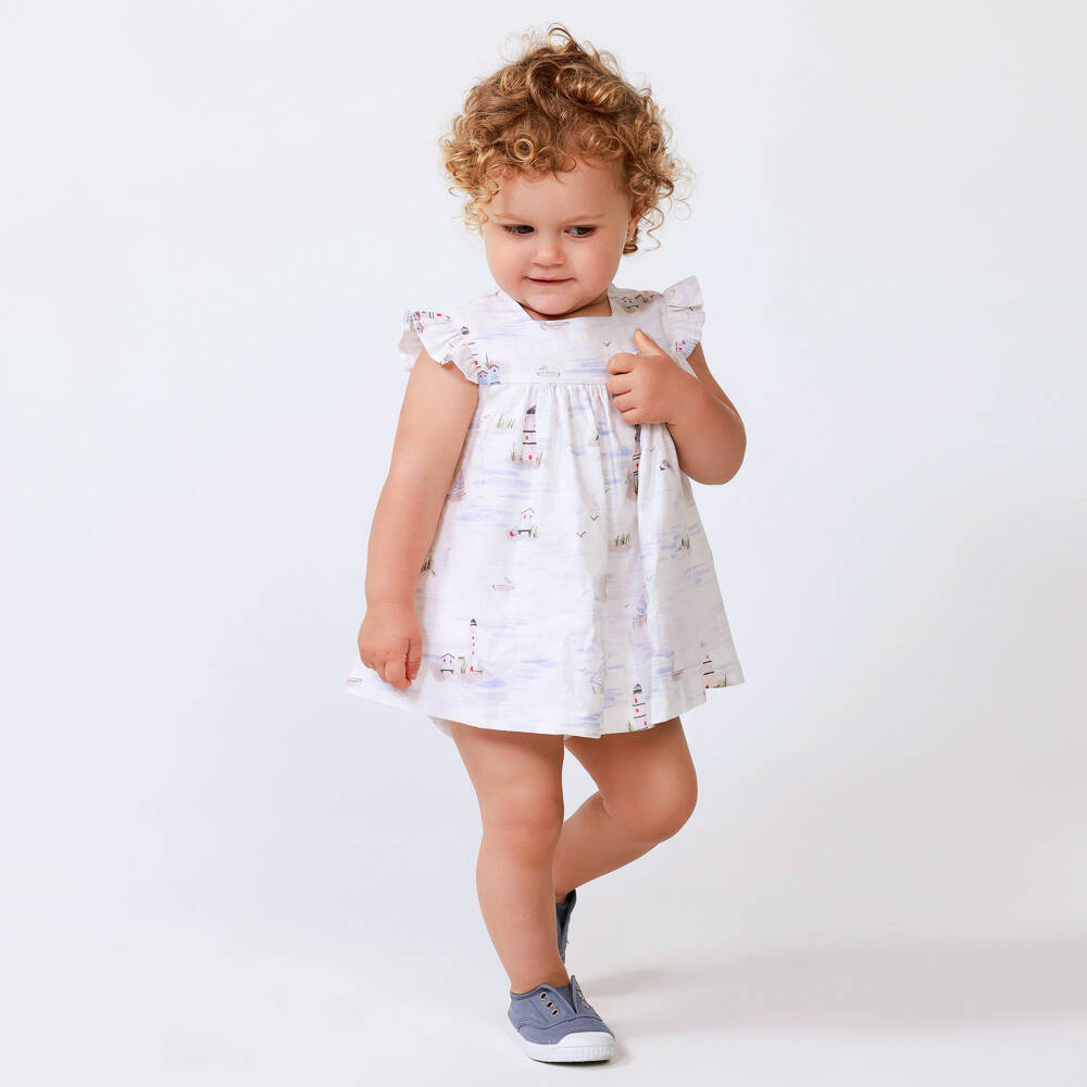 Tutto Piccolo-Girls Blue & White Nautical Dress | Childrensalon Outlet