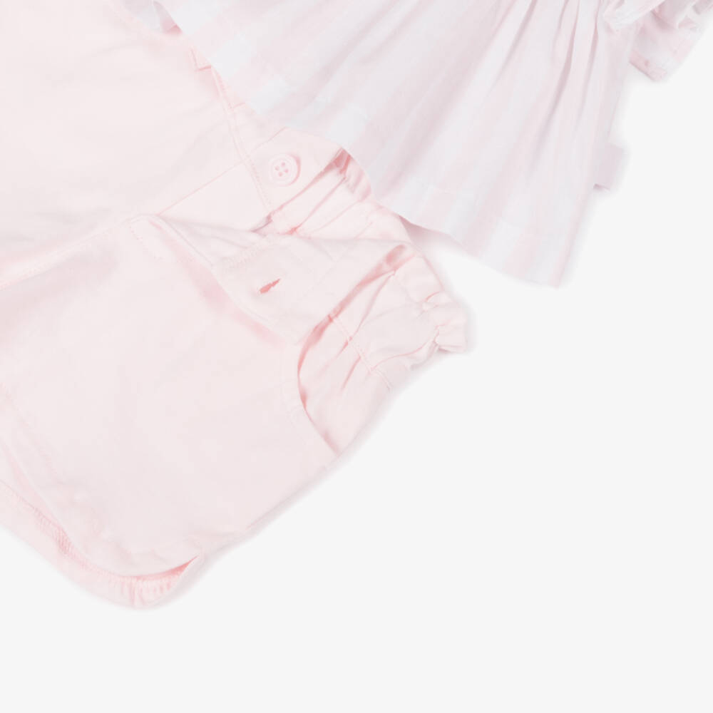 Tutto Piccolo-Girls Blush Cotton Ruffle Ensemble | Childrensalon Outlet