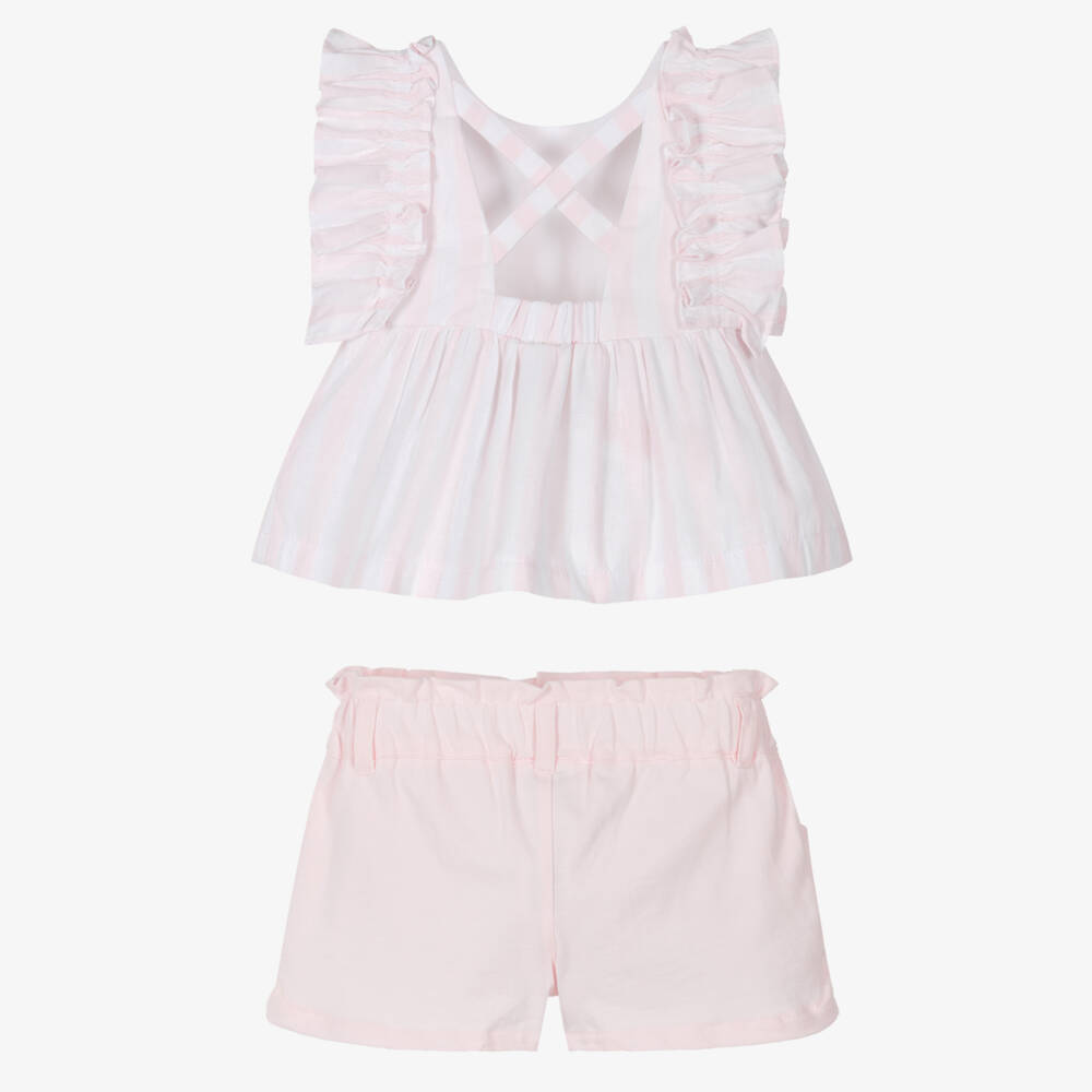 Tutto Piccolo-Girls Blush Cotton Ruffle Ensemble | Childrensalon Outlet