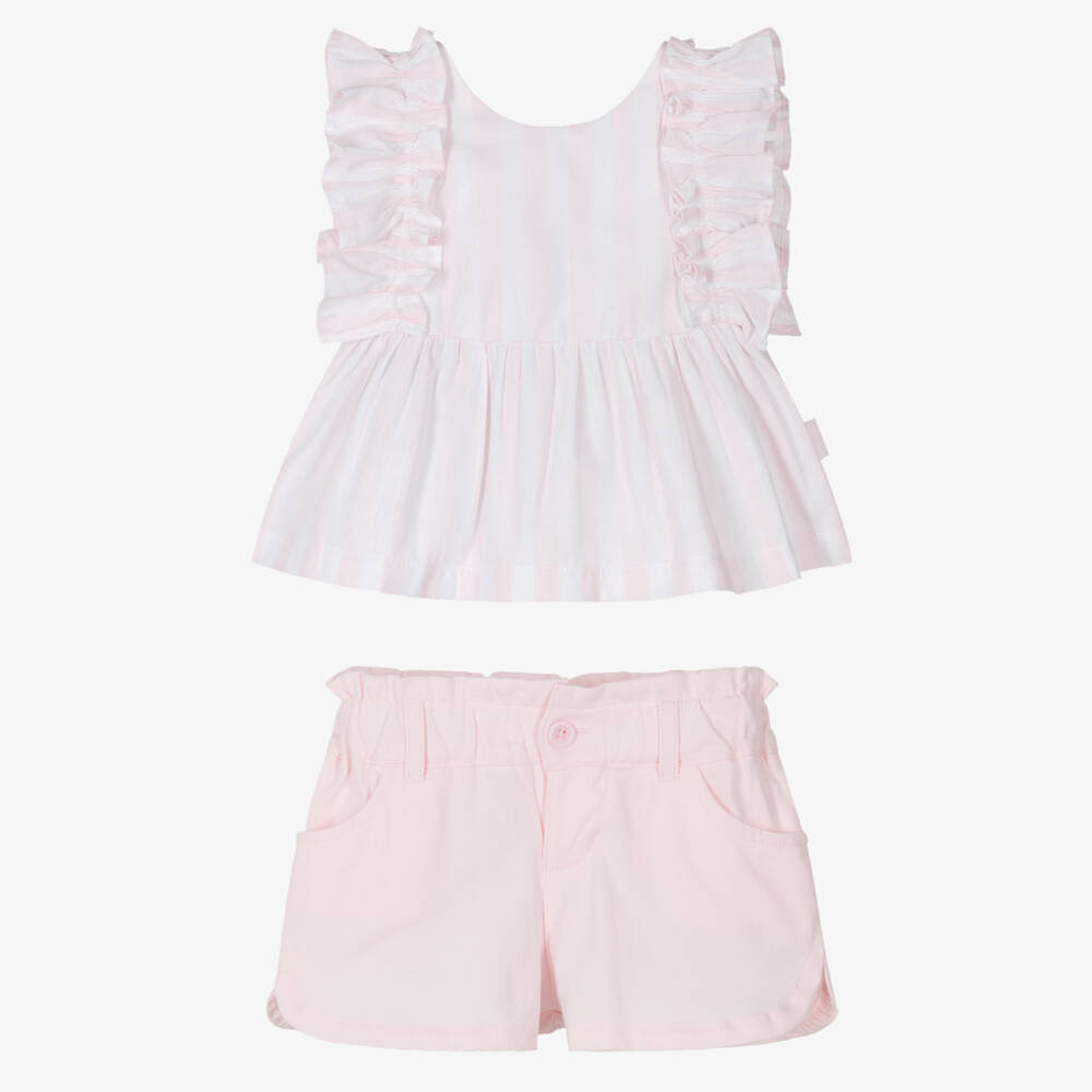 Tutto Piccolo-Girls Blush Cotton Ruffle Ensemble | Childrensalon Outlet