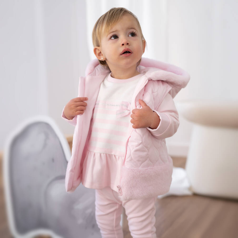 Tutto Piccolo-Girls Blush Quilted Hooded Vest | Childrensalon Outlet