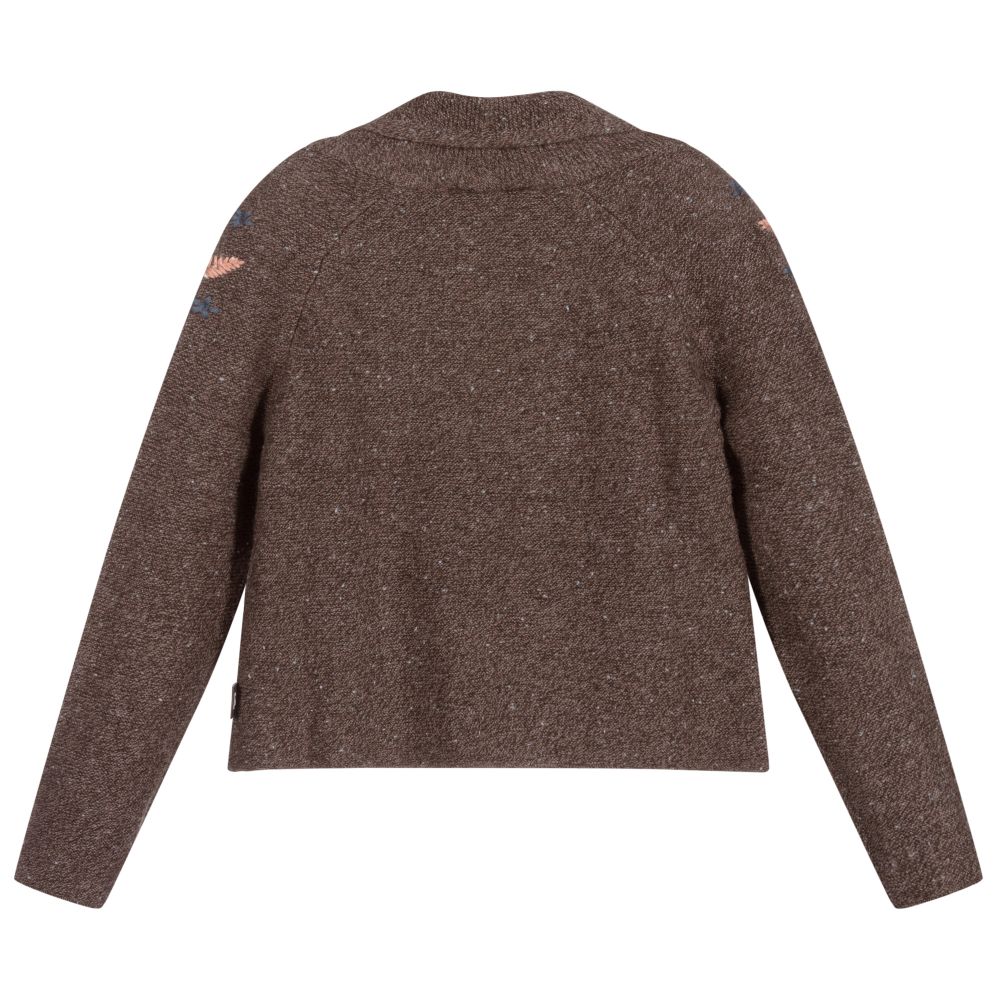 Tutto Piccolo-Girls Brown Floral Cardigan | Childrensalon Outlet