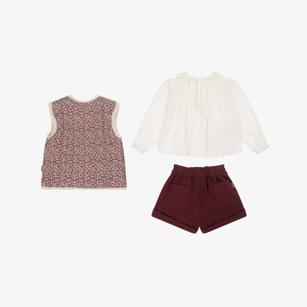 Tutto Piccolo-Бордовый цветочный комплект для девочек | Childrensalon Outlet
