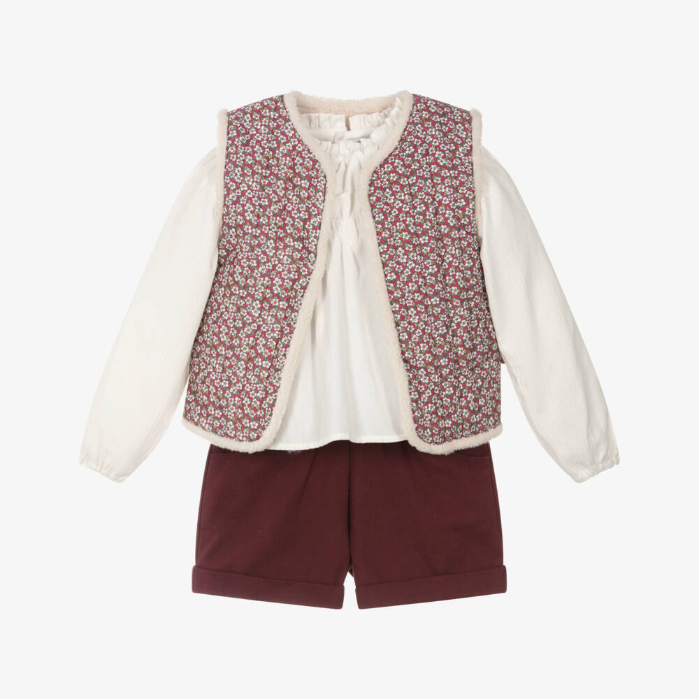 Tutto Piccolo-Бордовый цветочный комплект для девочек | Childrensalon Outlet