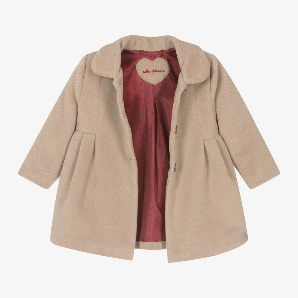 Tutto Piccolo-Girls Classic Beige Felted Overcoat | Childrensalon Outlet