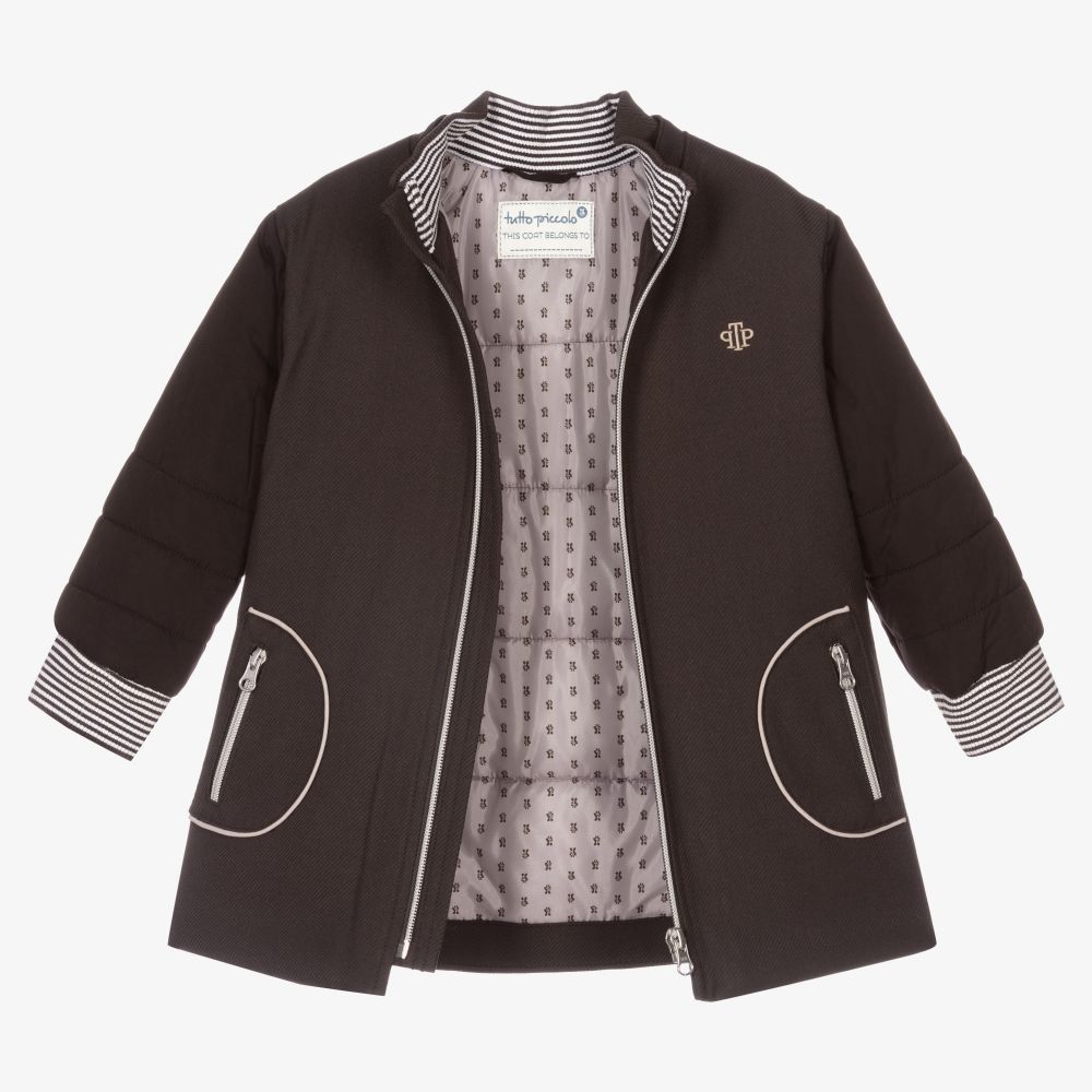 Tutto Piccolo-Girls Dark Grey Padded Coat | Childrensalon Outlet