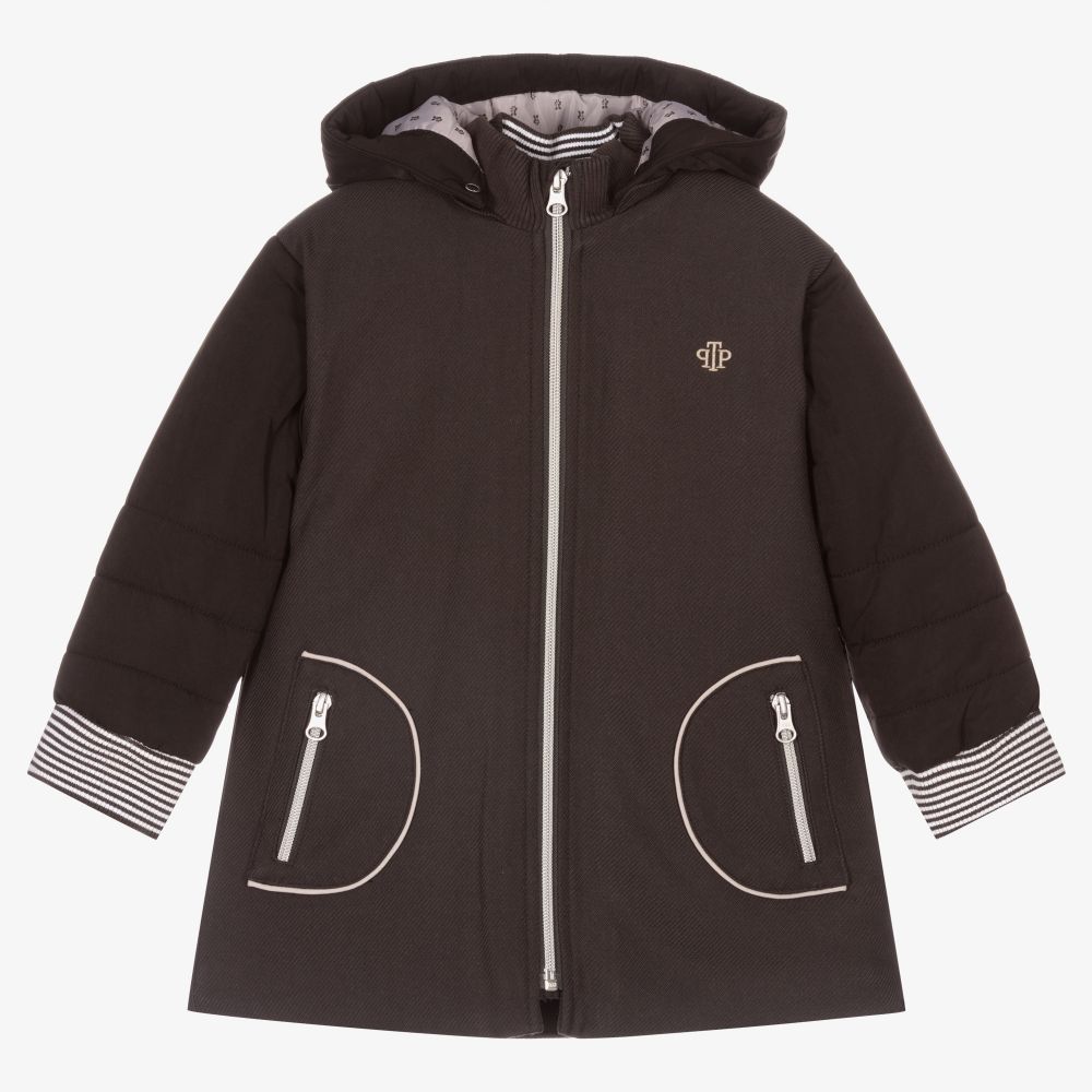 Tutto Piccolo - Girls Dark Grey Padded Coat | Childrensalon