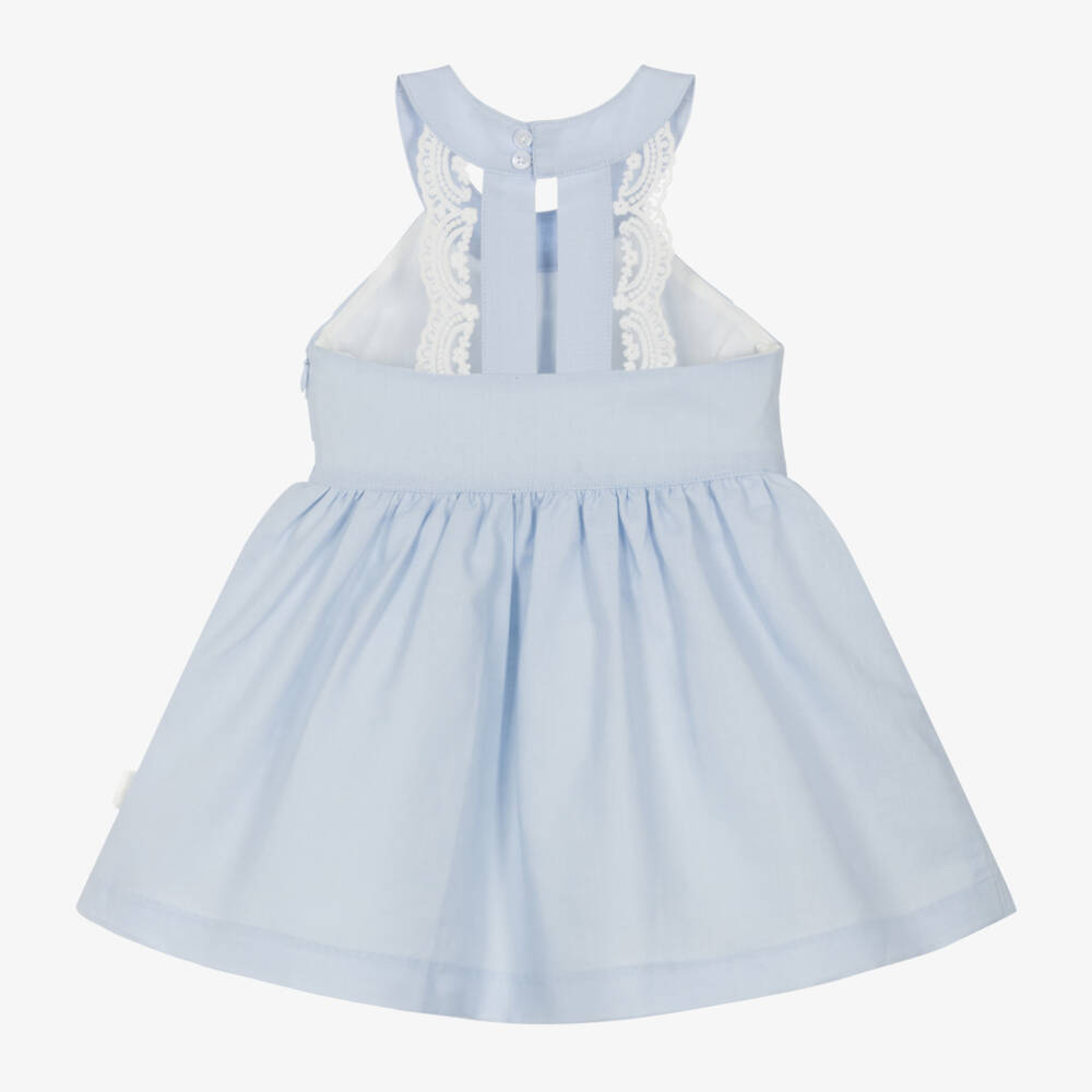 Tutto Piccolo-Girls Elegant Blue Linen Dress | Childrensalon Outlet