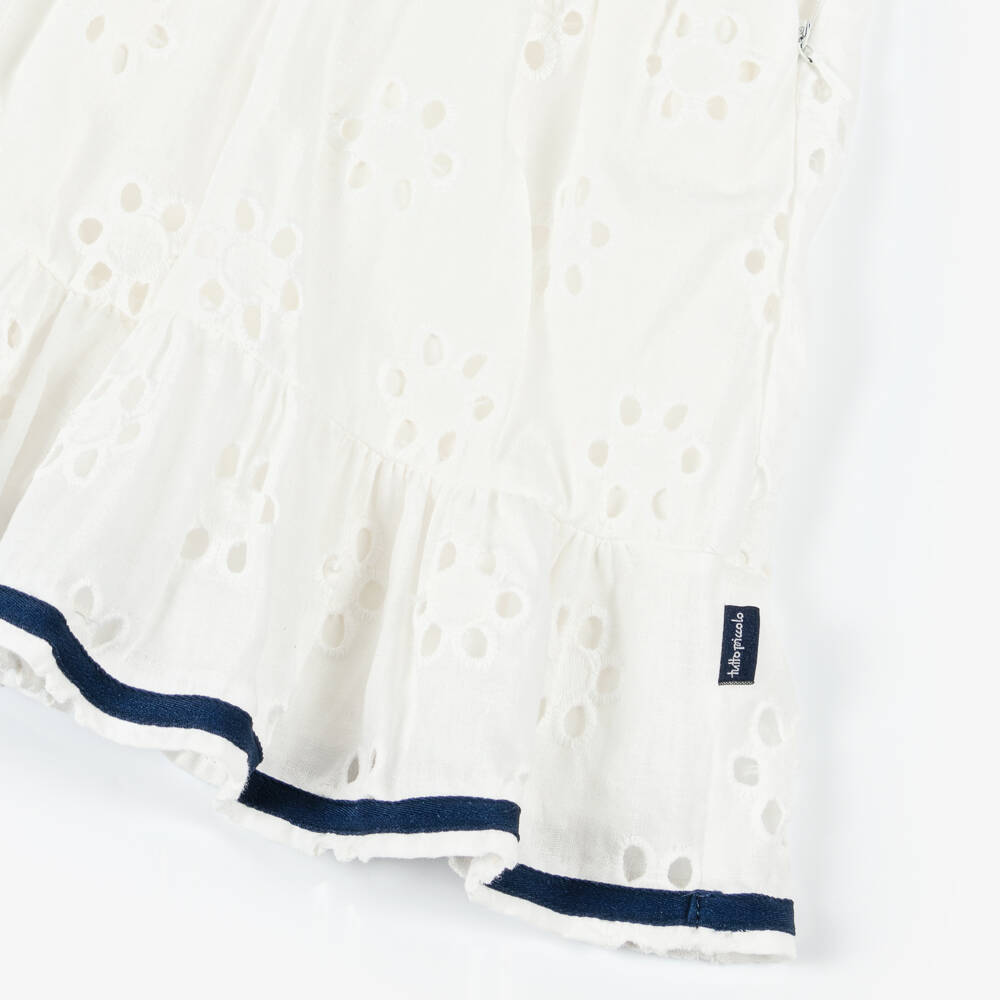Tutto Piccolo-فستان أبيض أنيق للبنات بتطريز مثقوب | Childrensalon Outlet