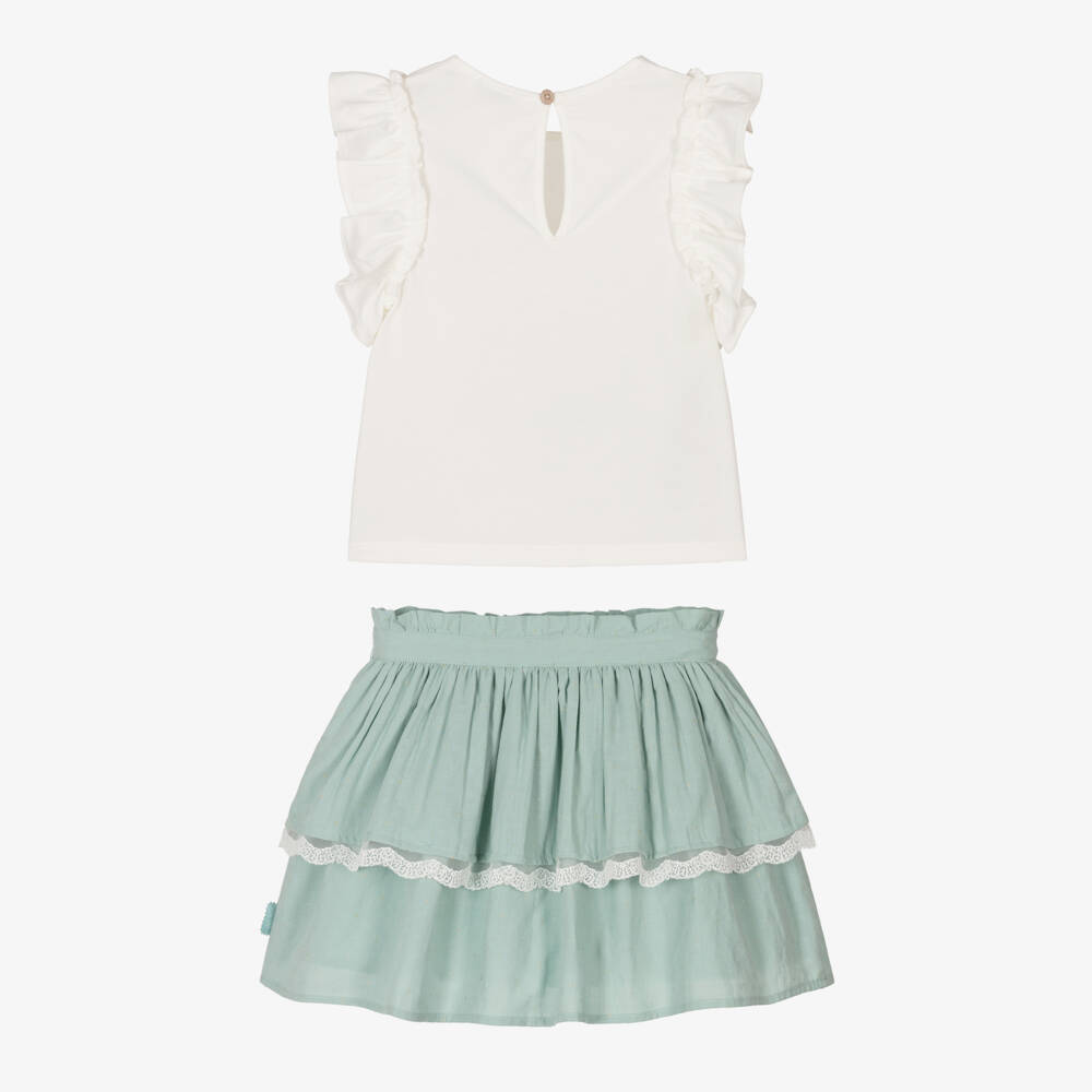 Tutto Piccolo-Изумрудный хлопковый ансамбль для девочек | Childrensalon Outlet