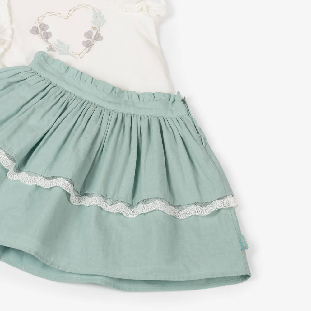 Tutto Piccolo-Изумрудный хлопковый ансамбль для девочек | Childrensalon Outlet