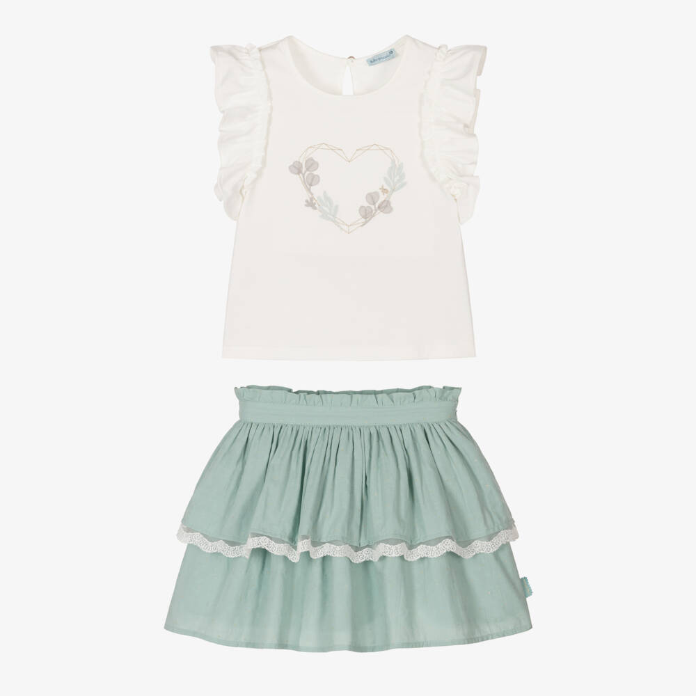 Tutto Piccolo-Изумрудный хлопковый ансамбль для девочек | Childrensalon Outlet