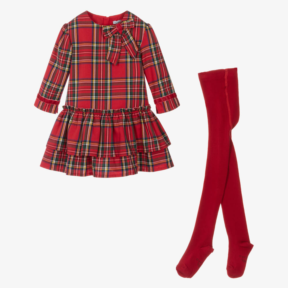 Tutto Piccolo-Girls Festive Tartan Dress Set | Childrensalon Outlet