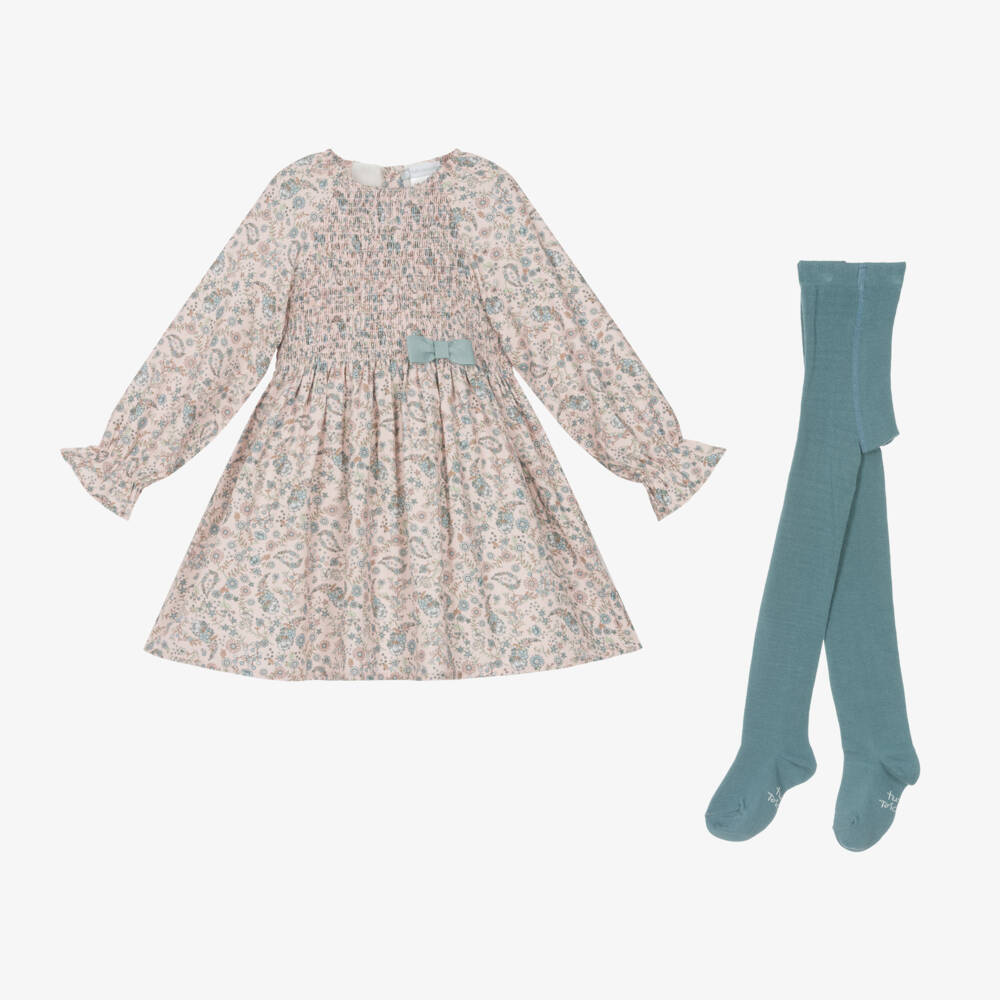 Tutto Piccolo-Girls Floral Pink Dress Ensemble | Childrensalon Outlet