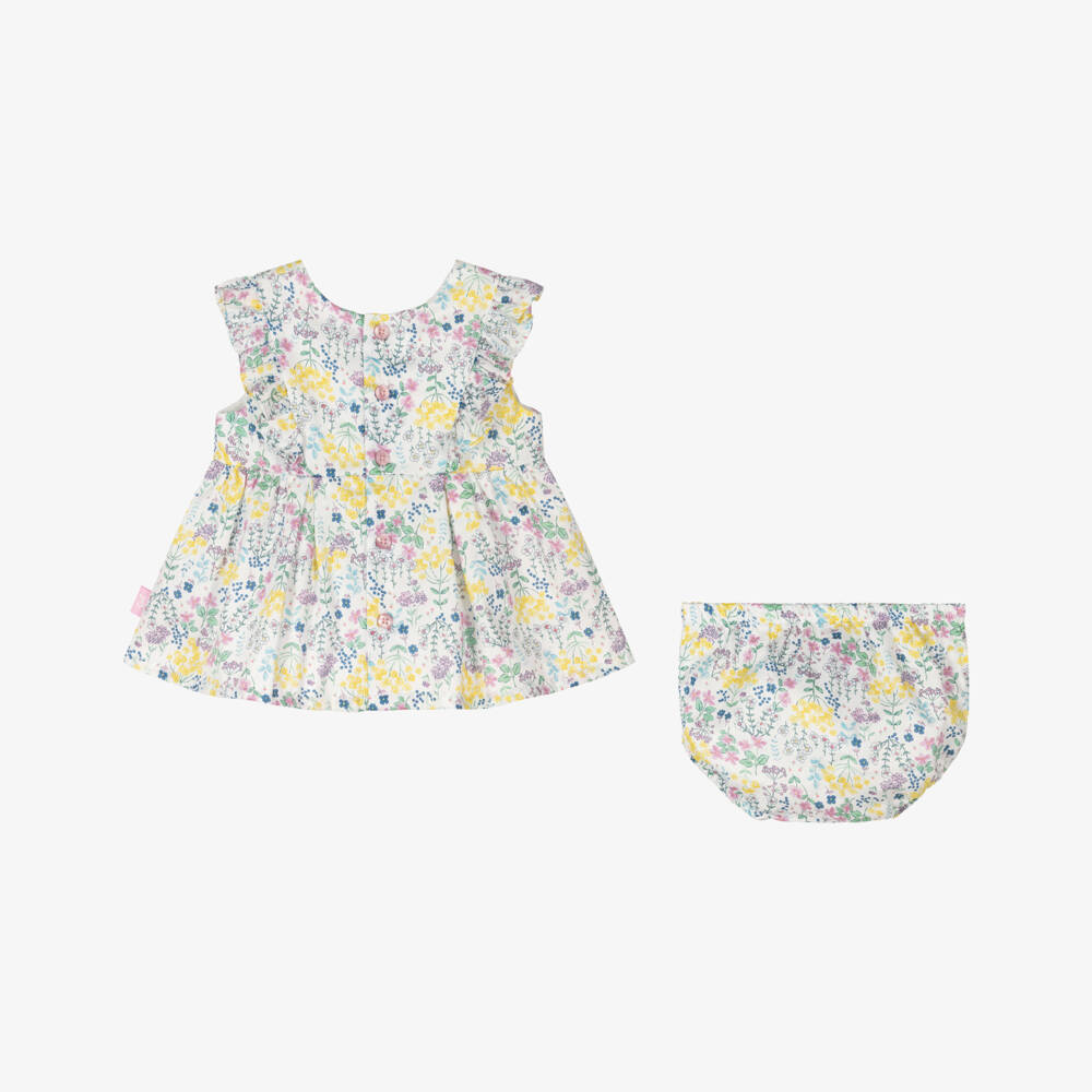 Tutto Piccolo-Girls Floral Pink & Yellow Dress | Childrensalon Outlet