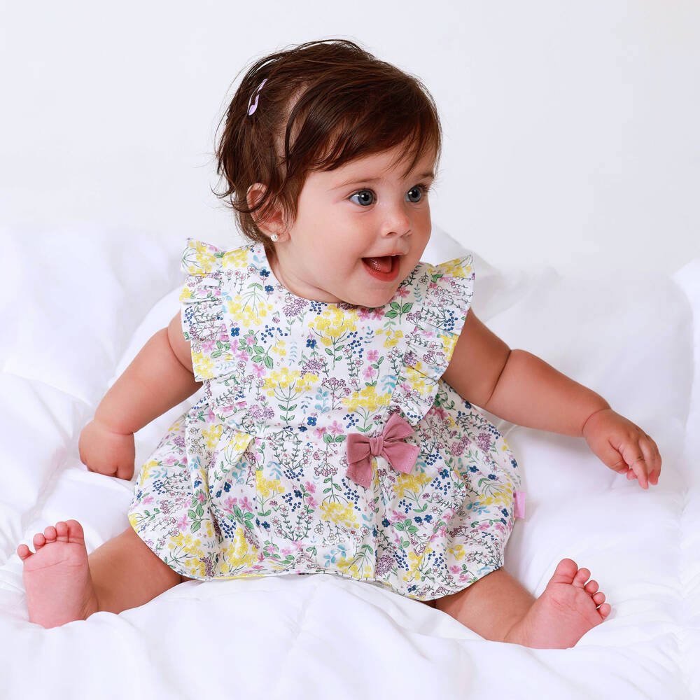 Tutto Piccolo-Girls Floral Pink & Yellow Dress | Childrensalon Outlet