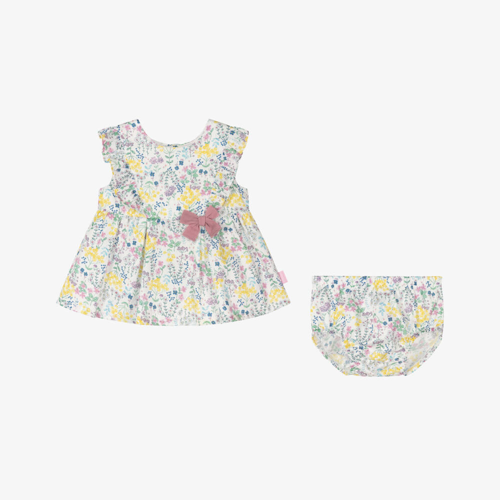 Tutto Piccolo-Girls Floral Pink & Yellow Dress | Childrensalon Outlet
