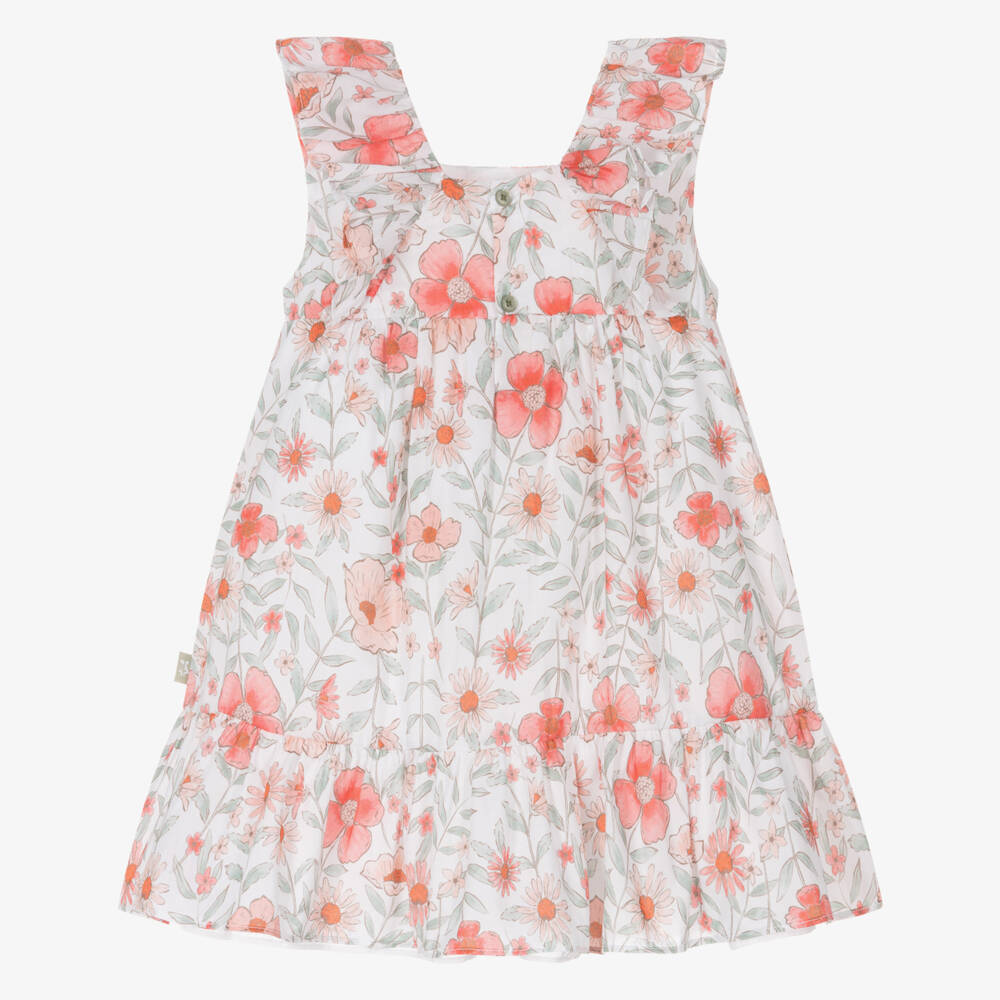Tutto Piccolo-Girls Floral Ruffle Cotton Dress | Childrensalon Outlet