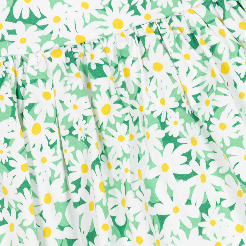 Tutto Piccolo-Girls Green Daisy Cotton Dress | Childrensalon Outlet