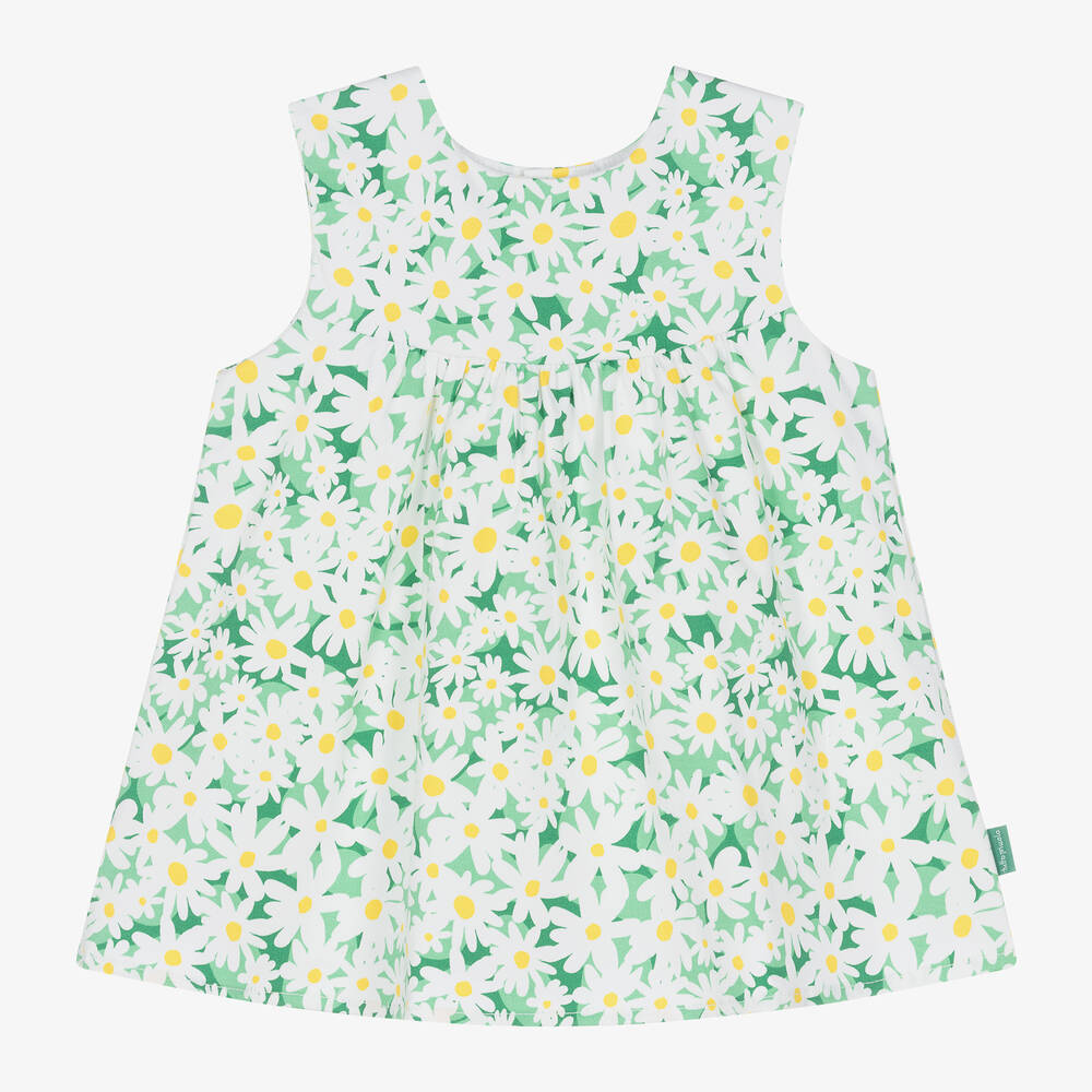 Tutto Piccolo-فستان أطفال بناتي قطن بوبلين لون أخضر | Childrensalon Outlet
