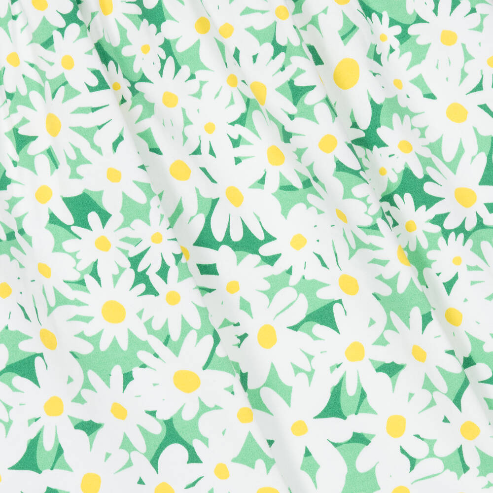 Tutto Piccolo Girls Green Daisy Print Cotton Dress