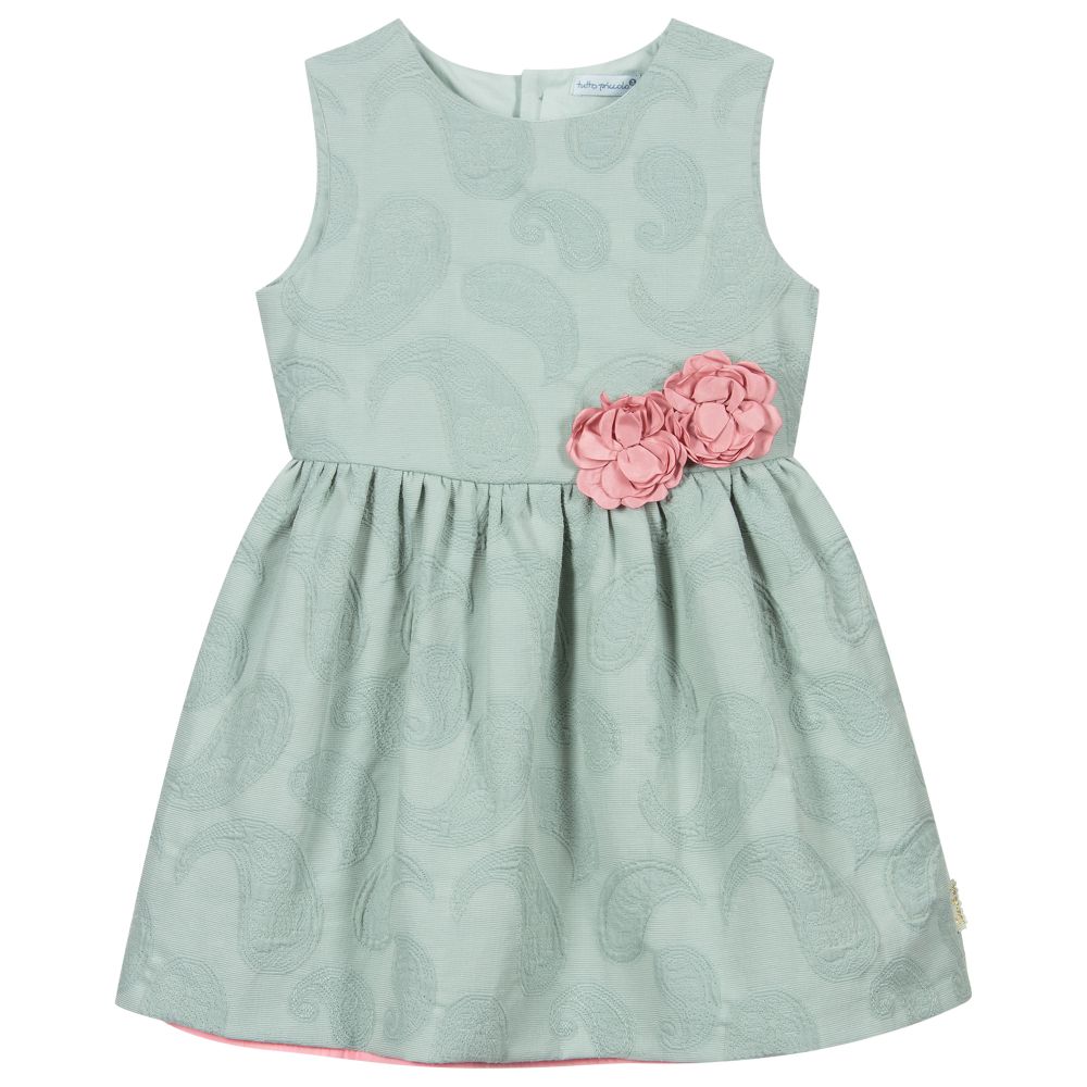 Tutto Piccolo - Robe verte en jacquard Fille  | Childrensalon