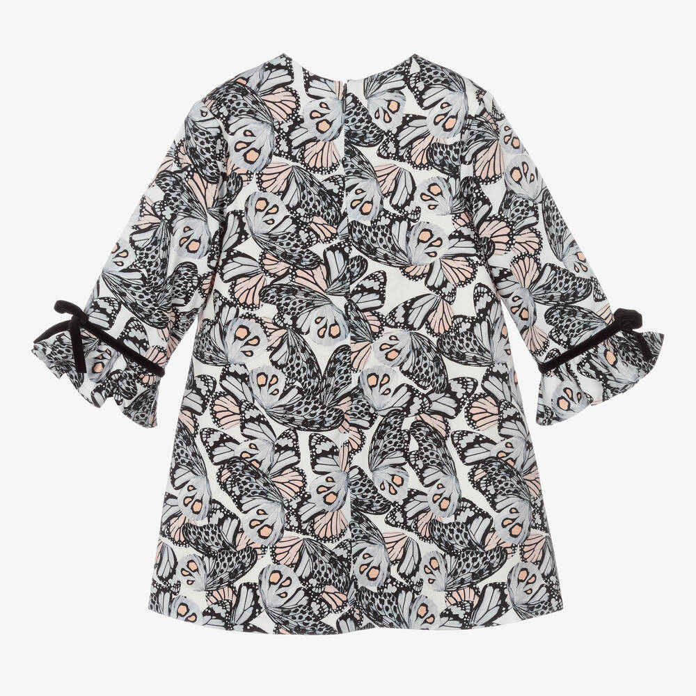 Tutto Piccolo-Серое платье с бабочками и носки для девочек | Childrensalon Outlet