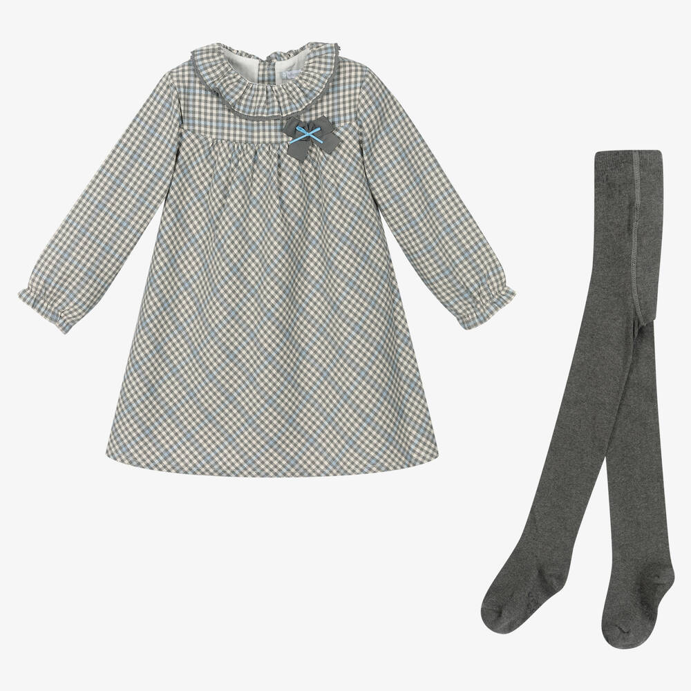 Tutto Piccolo - Grau kariertes Kleid-Set (M) | Childrensalon