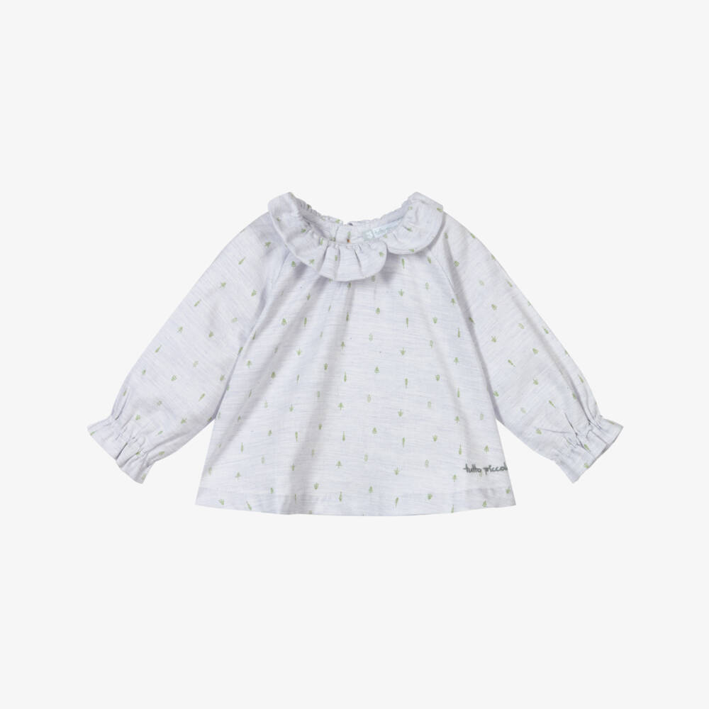 Tutto Piccolo-Girls Grey Cotton Blouse | Childrensalon Outlet