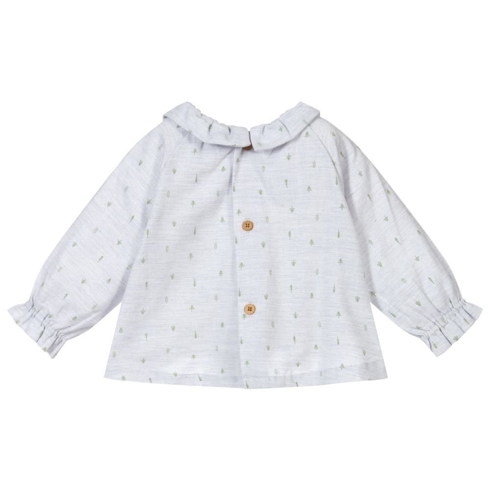 Tutto Piccolo-Girls Grey Cotton Blouse | Childrensalon Outlet