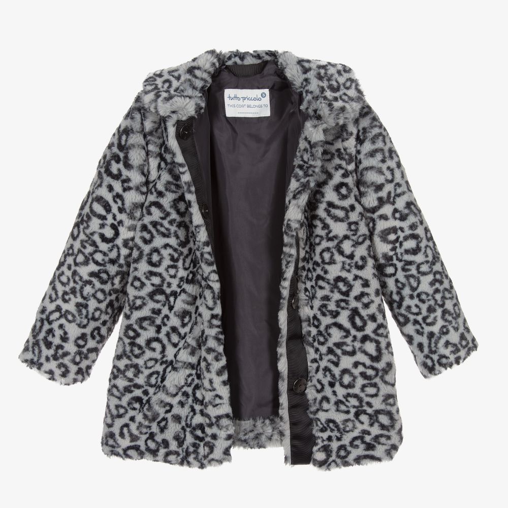 Tutto Piccolo-Girls Grey Faux Fur Coat | Childrensalon Outlet