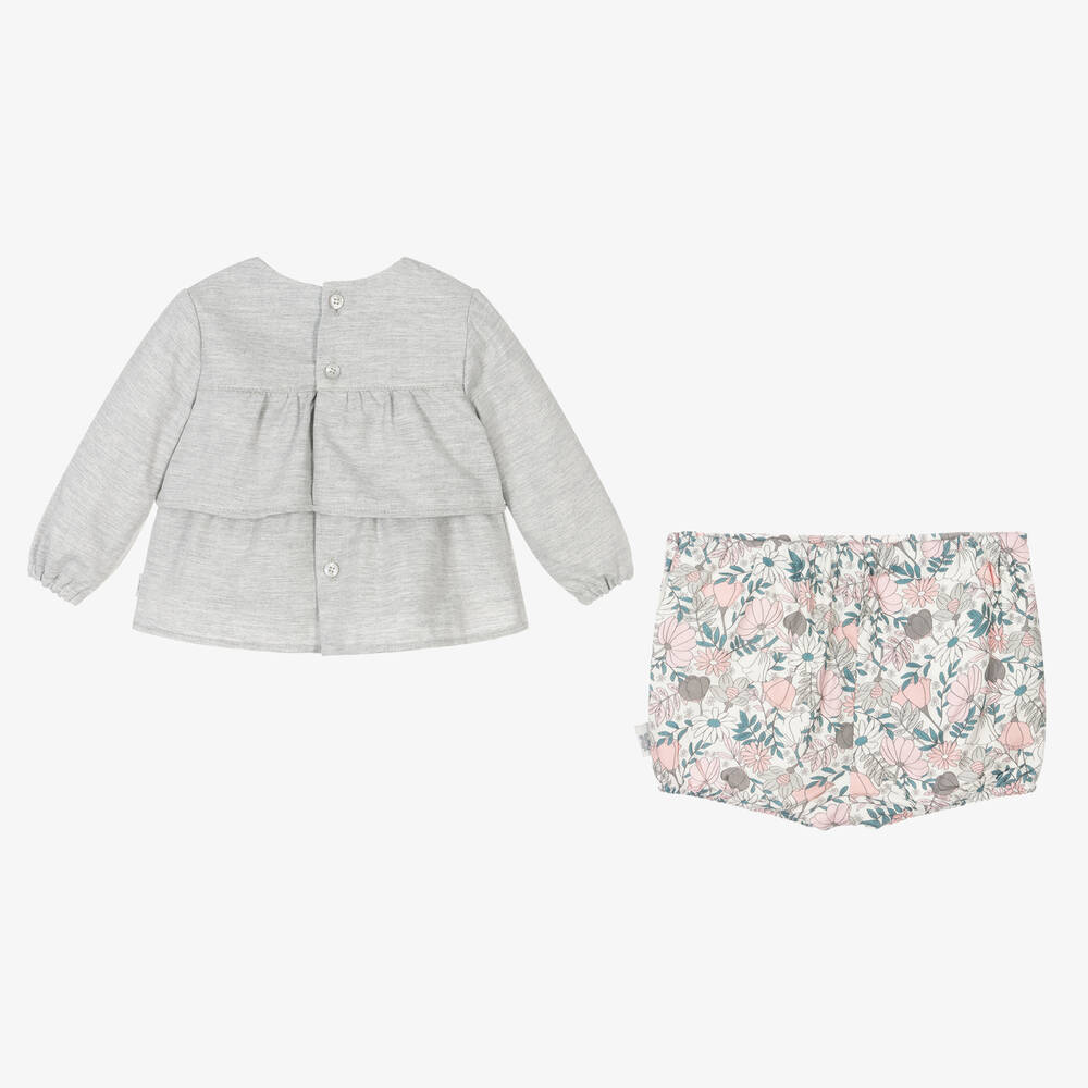 Tutto Piccolo-Серый комплект с шортами в цветочек для девочек | Childrensalon Outlet