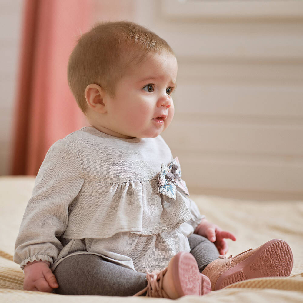 Tutto Piccolo-Серый комплект с шортами в цветочек для девочек | Childrensalon Outlet