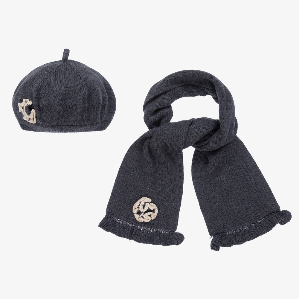 Tutto Piccolo - Серая шапка и шарф для девочек | Childrensalon