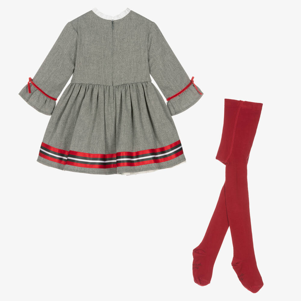 Tutto Piccolo-Girls Grey Lurex Dress & Tights Set | Childrensalon Outlet