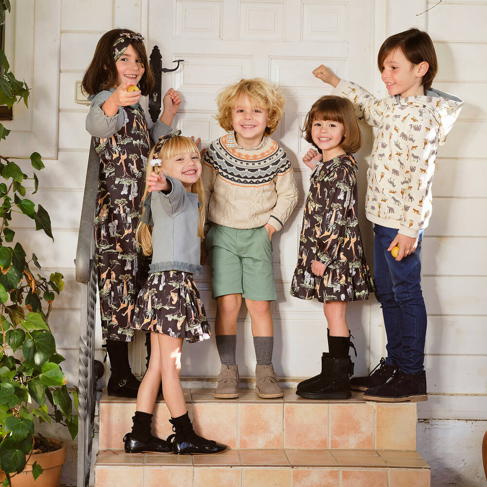 Tutto Piccolo-طقم فستان فيسكوز لون رمادي | Childrensalon Outlet