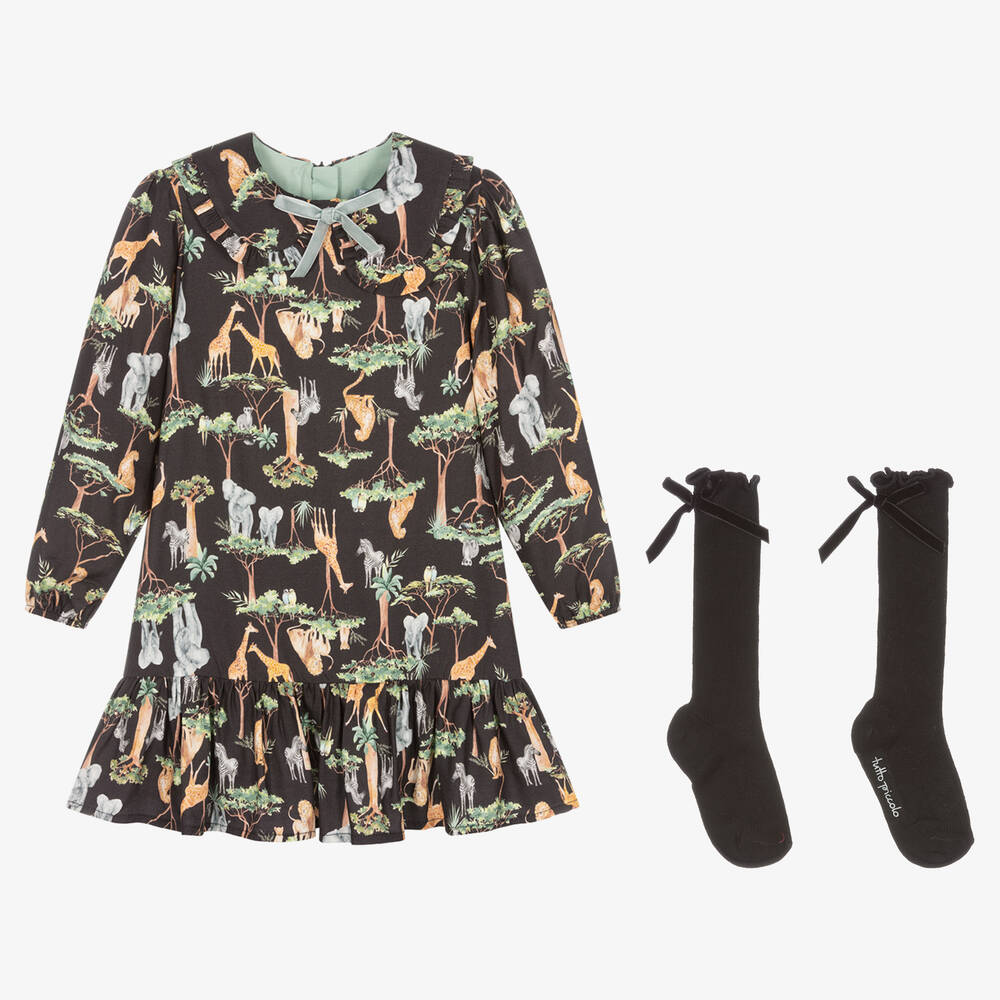 Tutto Piccolo-طقم فستان فيسكوز لون رمادي | Childrensalon Outlet